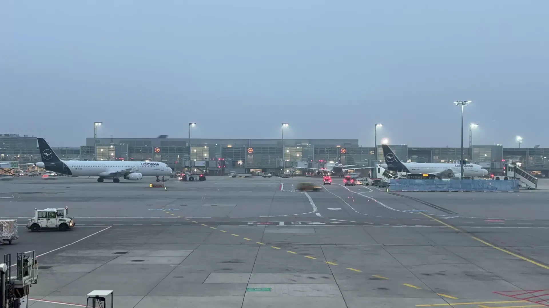 Aircraft on the apron at dawn